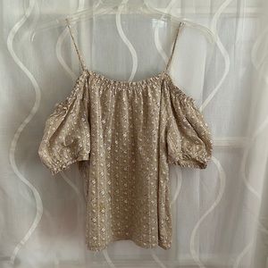 Roommates Brand, Cold Shoulder Style, Tan Floral Print Top, XL